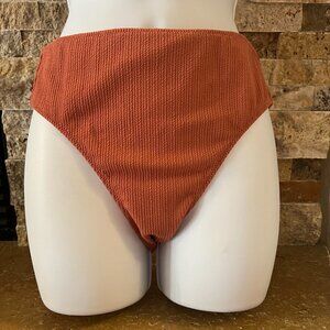 Tropic Of C High Cut Swim Bikini Bottom Orange Burnt Women's M NWT